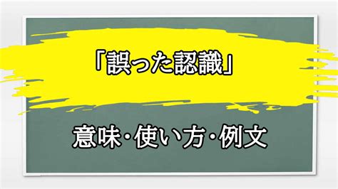 誤認識|「誤った認識」の例文と意味・使い方をビジネスマンが解説